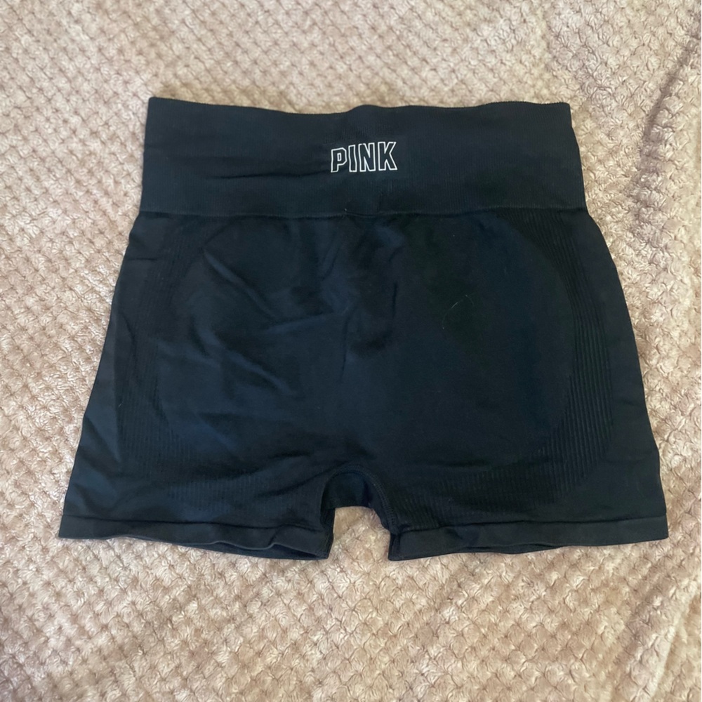 Pink 3" biker shorts, high waisted